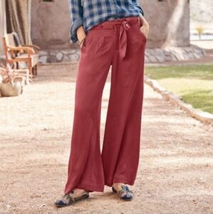 Sundance NEW Wide Leg Flowy Tie Front Coral Pant Size 16